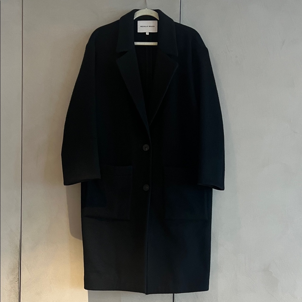 MICHELLE WAUGH The Veronica Oversized Wool Boyfriend Coat in Black